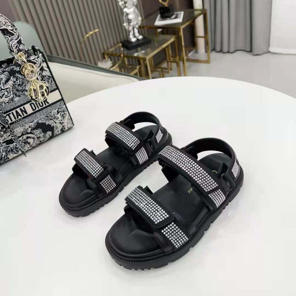 Dior Women Dioract Sandal Black Technical Fabric and White Resin Pearls - image 4