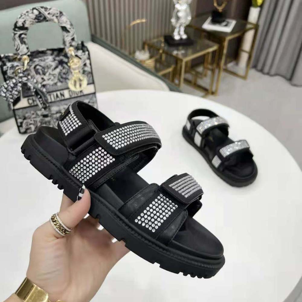 Dior Women Dioract Sandal Black Technical Fabric and White Resin Pearls - image 5