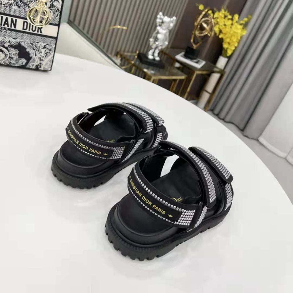 Dior Women Dioract Sandal Black Technical Fabric and White Resin Pearls - image 10