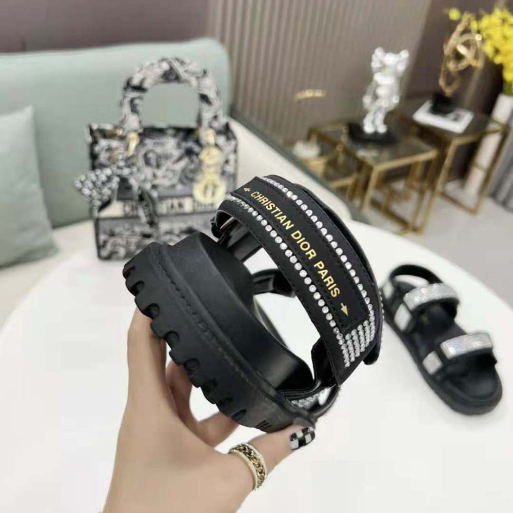 Dior Women Dioract Sandal Black Technical Fabric and White Resin Pearls - image 9