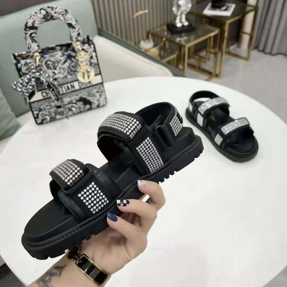 Dior Women Dioract Sandal Black Technical Fabric and White Resin Pearls - image 6