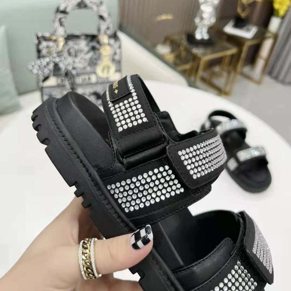 Dior Women Dioract Sandal Black Technical Fabric and White Resin Pearls - image 7