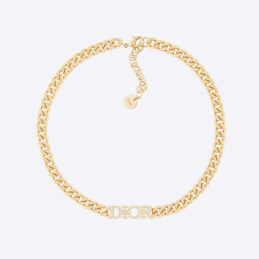 Close-up of Dior Women Dio(r)evolution Choker gold-finish crystal detail