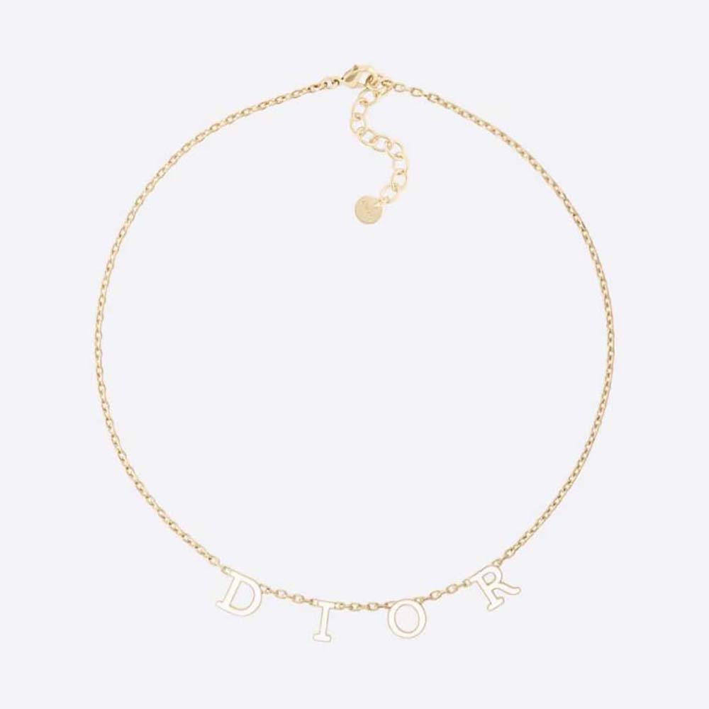 Front view of Dior Women Dio(r)evolution Necklace Gold-Finish Metal and White Lacquer