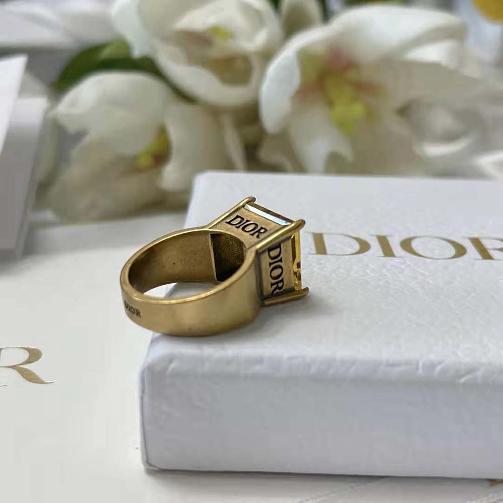 Dior Women Dio(r)evolution Ring Antique Gold-Finish Metal and Citrine - image 4