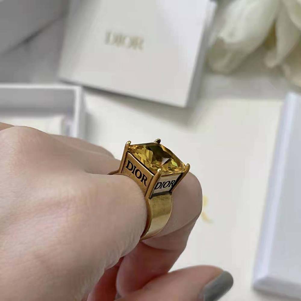 Dior Women Dio(r)evolution Ring Antique Gold-Finish Metal and Citrine - image 7