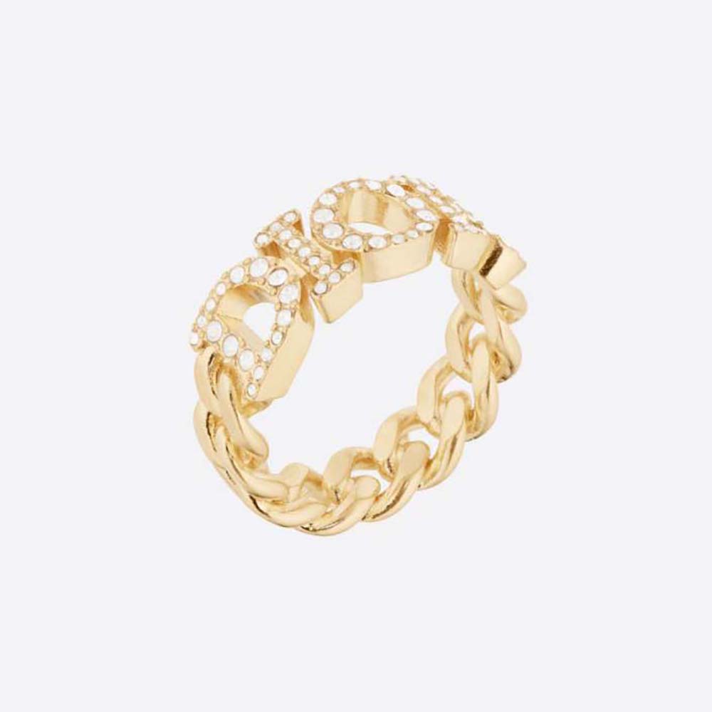 Close-up of Dior Women Dio(r)evolution Ring gold-finish and crystals
