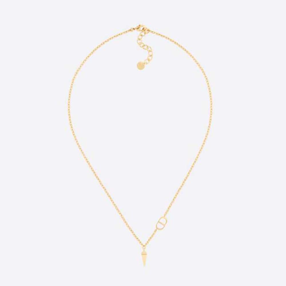 Front view of Dior Women Petit CD Necklace Gold-Finish Metal pendant