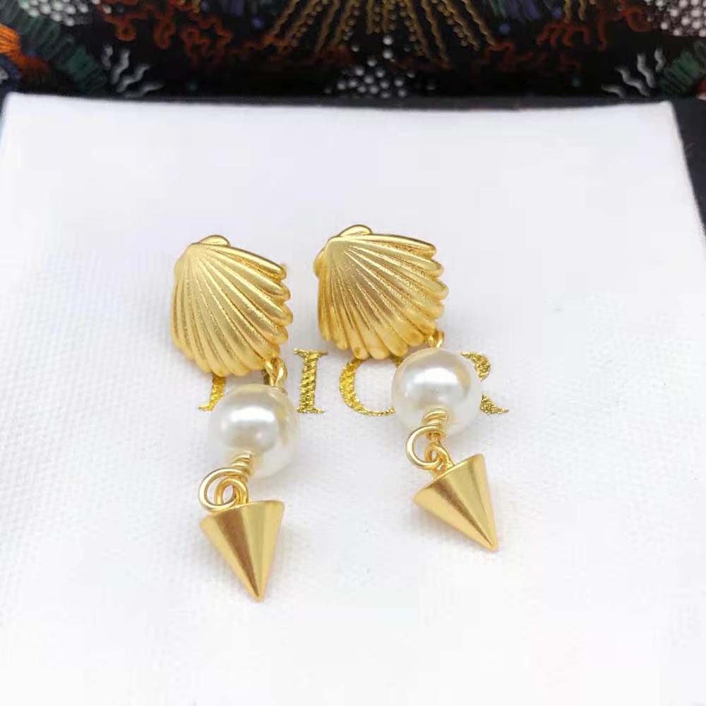Dior Women Sea Garden Earrings Gold-Finish Metal and White Resin Pearls - image 5