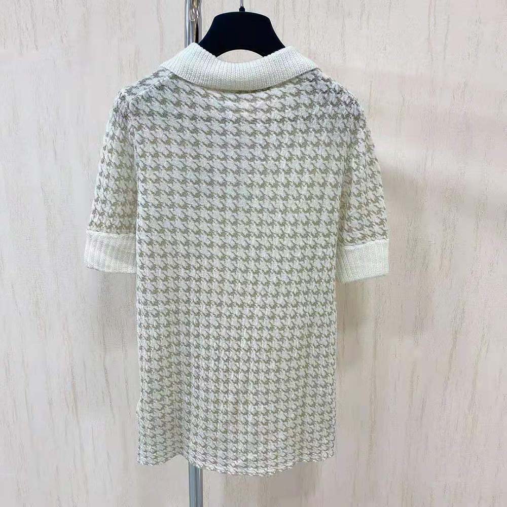 Side angle showing relaxed fit of Dior technical cashmere short-sleeved sweater