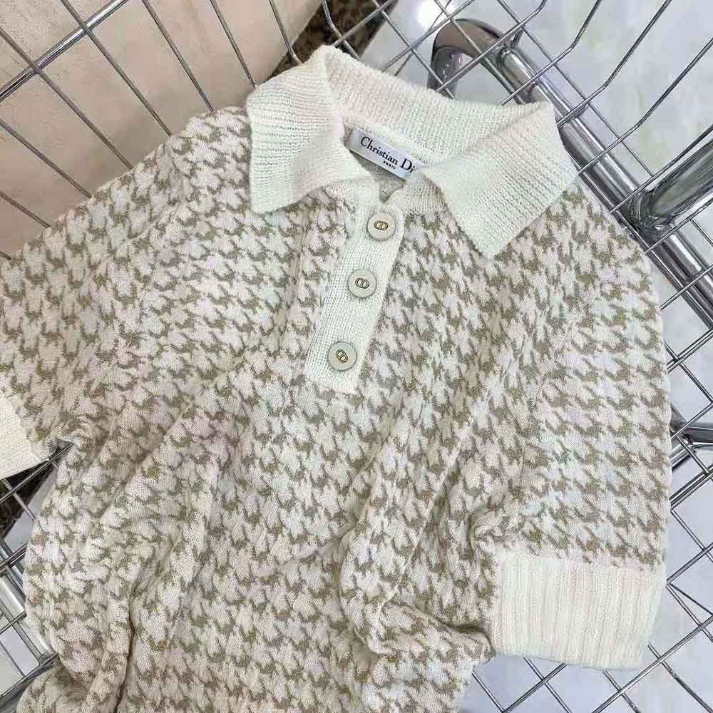 Dior Women Short-Sleeved Sweater Gold-Tone Technical Cashmere Jacquard - image 4