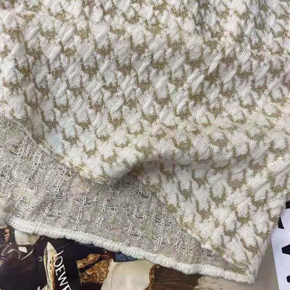 Dior Women Short-Sleeved Sweater Gold-Tone Technical Cashmere Jacquard - image 8