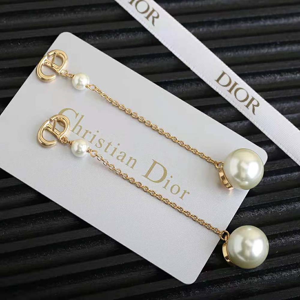 Dior Women Tribales Earrings Gold-Finish Metal and White Resin Pearls - image 5