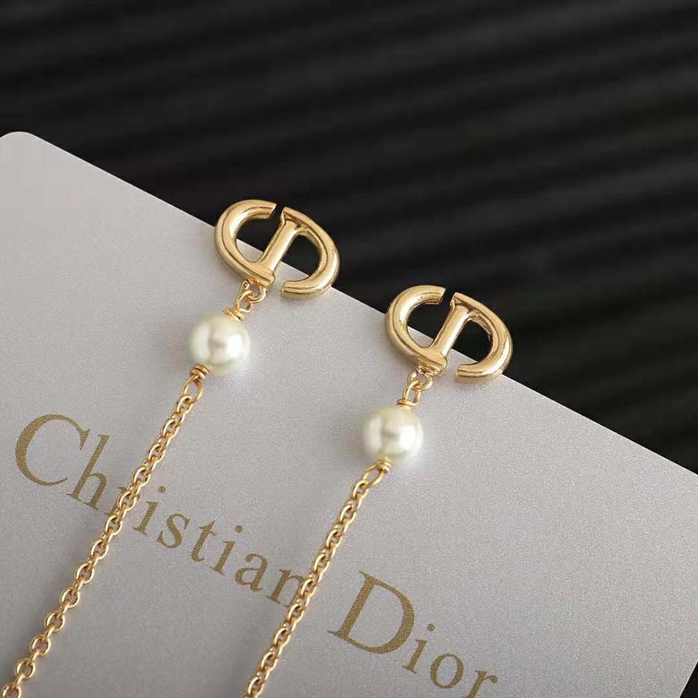 Dior Women Tribales Earrings Gold-Finish Metal and White Resin Pearls - image 6