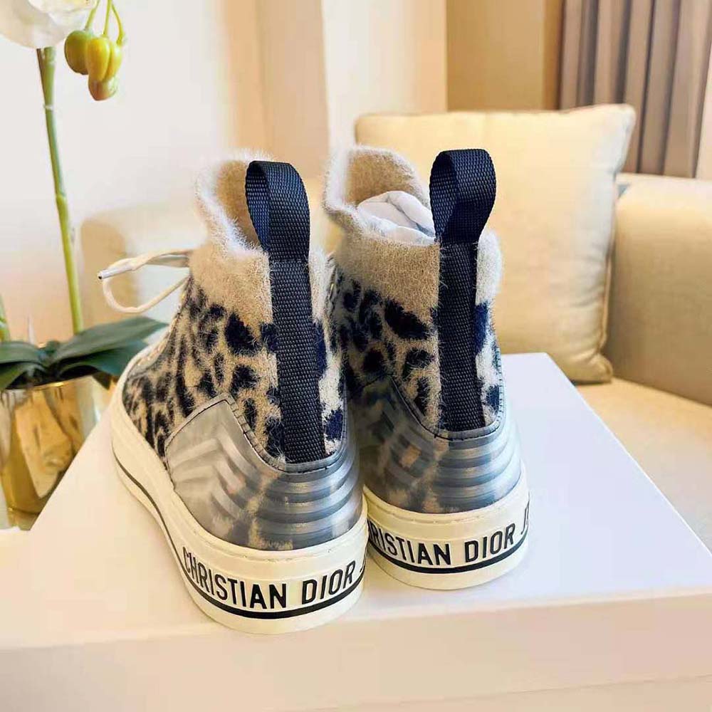 Dior Women Walk’n’Dior Sneaker Fur-Effect Knit Printed with Beige Multicolor Mizza Pattern - image 7