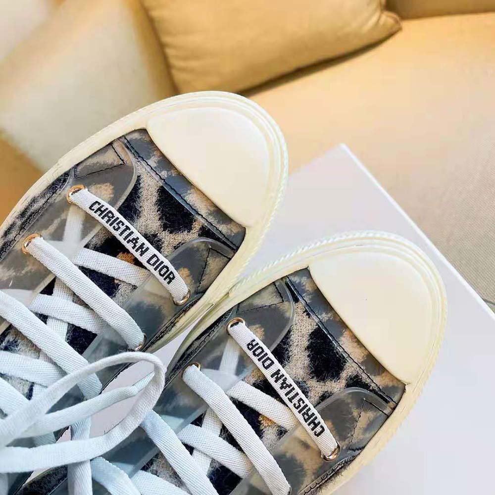 Dior Women Walk’n’Dior Sneaker Fur-Effect Knit Printed with Beige Multicolor Mizza Pattern - image 9