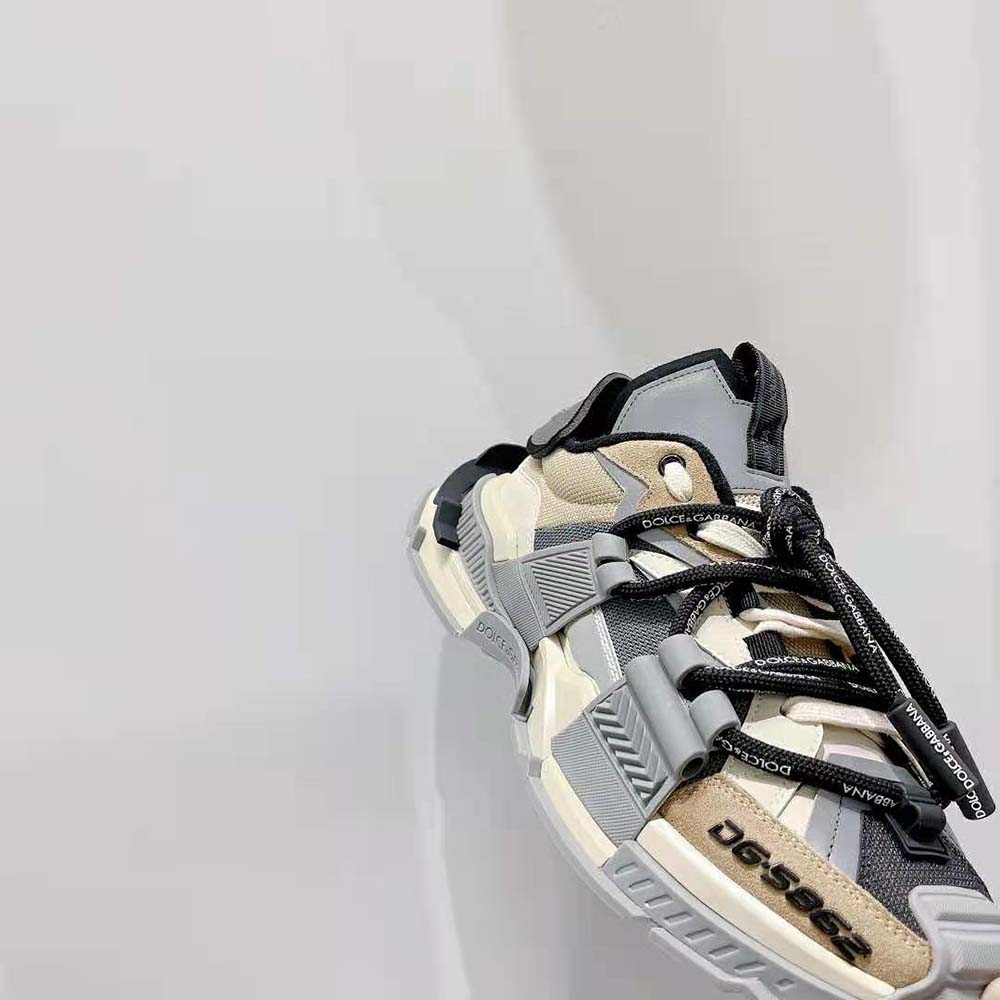 Dolce Gabbana D&G Men Mixed-Material Space Sneakers-Brown - image 9