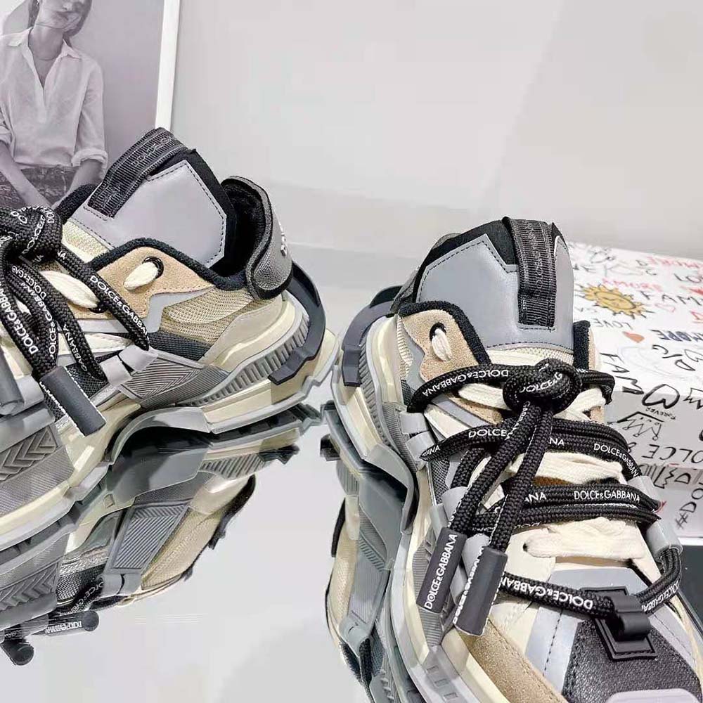 Dolce Gabbana D&G Men Mixed-Material Space Sneakers-Brown - image 6
