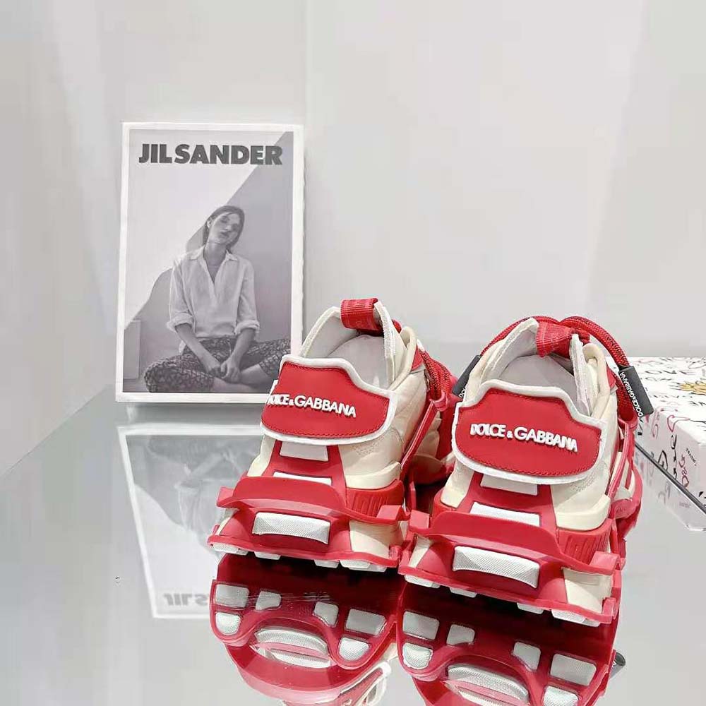 Dolce Gabbana D&G Men Mixed-Material Space Sneakers-Red - image 7
