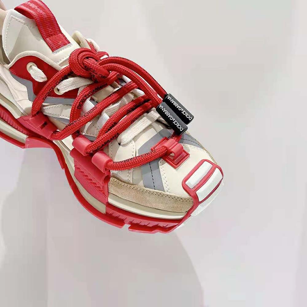 Dolce Gabbana D&G Men Mixed-Material Space Sneakers-Red - image 9
