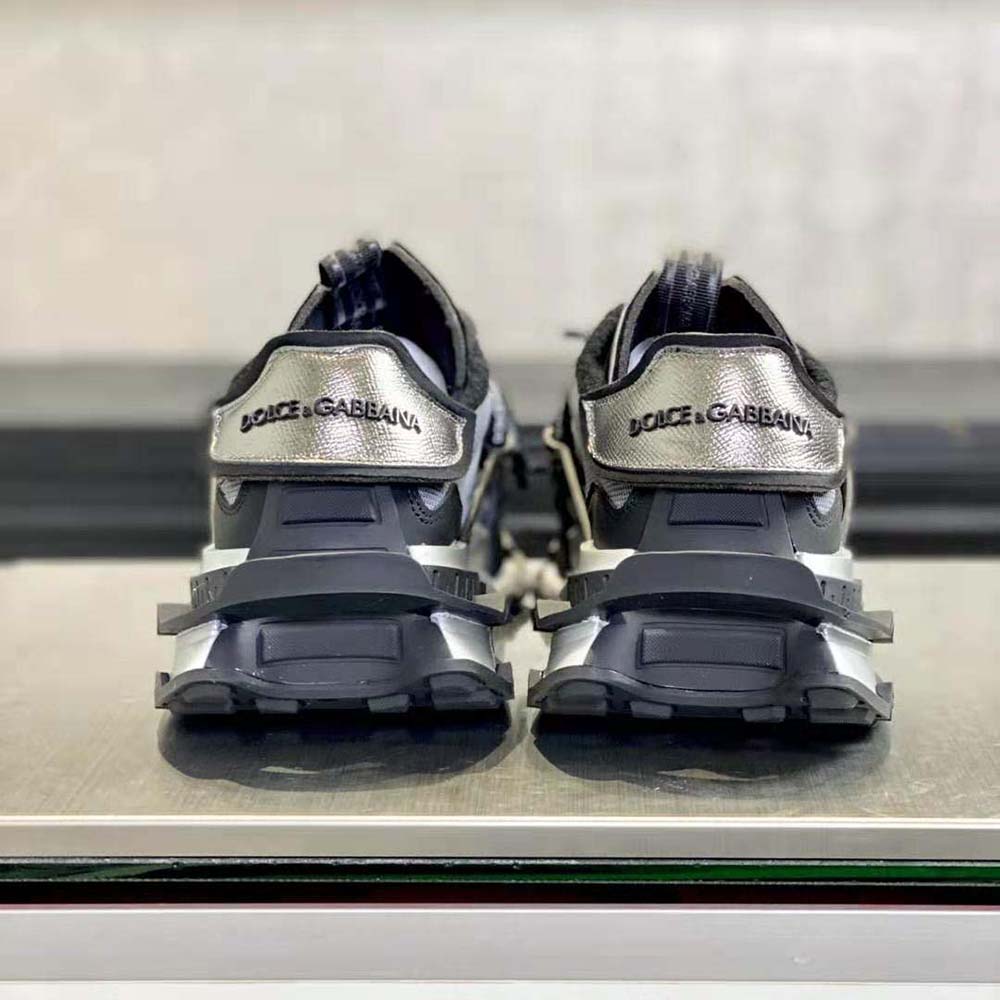 Dolce Gabbana D&G Unisex Mixed-Materials Space Sneakers-Silver - image 5
