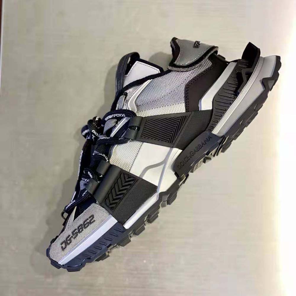 Dolce Gabbana D&G Unisex Mixed-Materials Space Sneakers-Silver - image 8