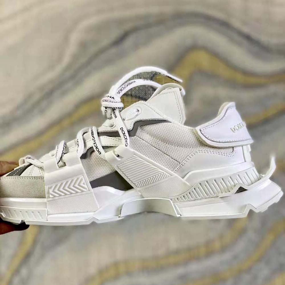 Dolce Gabbana D&G Unisex Mixed-Materials Space Sneakers-White - image 7