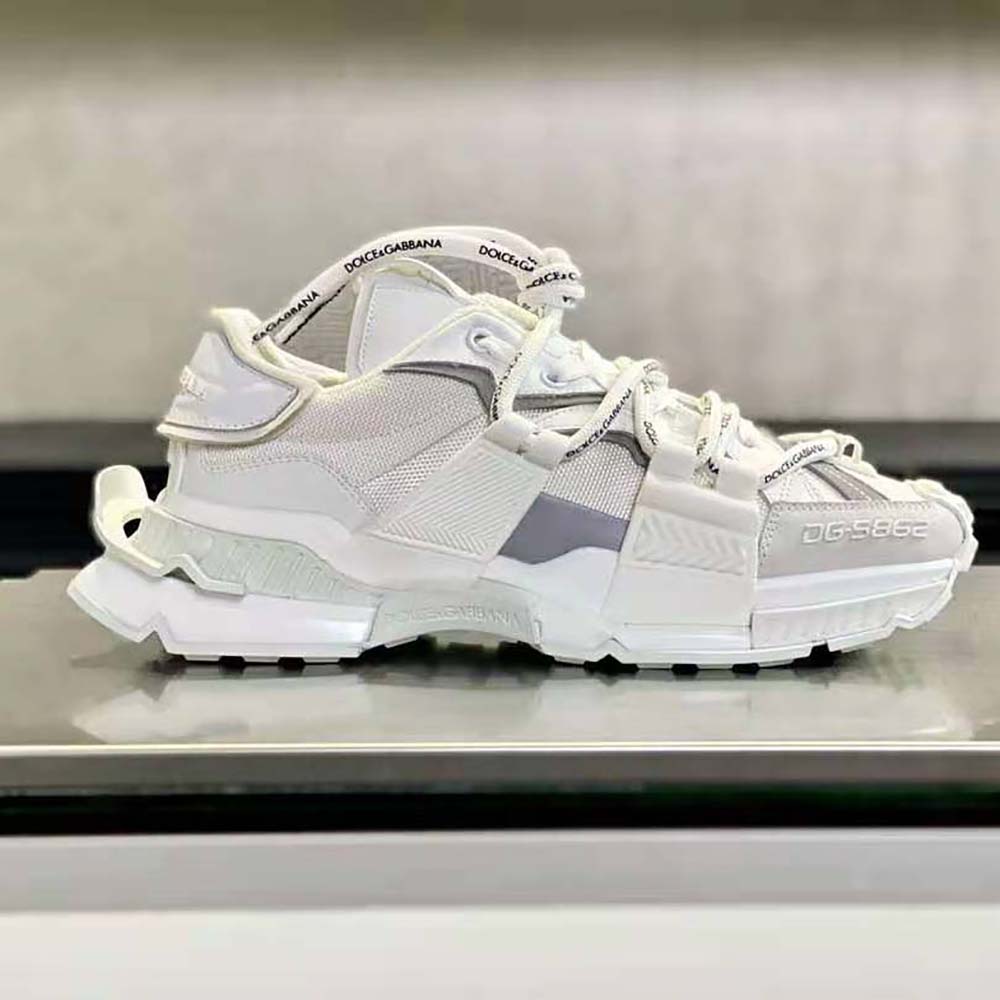 Dolce Gabbana D&G Unisex Mixed-Materials Space Sneakers-White - image 5