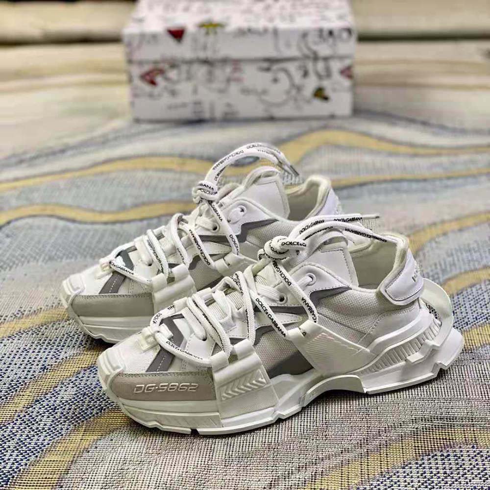 Dolce Gabbana D&G Unisex Mixed-Materials Space Sneakers-White - image 4