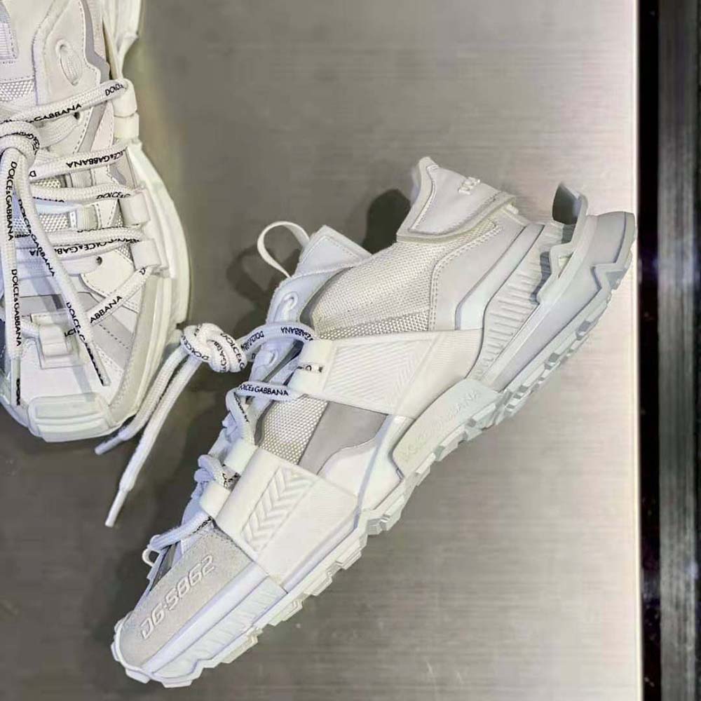 Dolce Gabbana D&G Unisex Mixed-Materials Space Sneakers-White - image 10