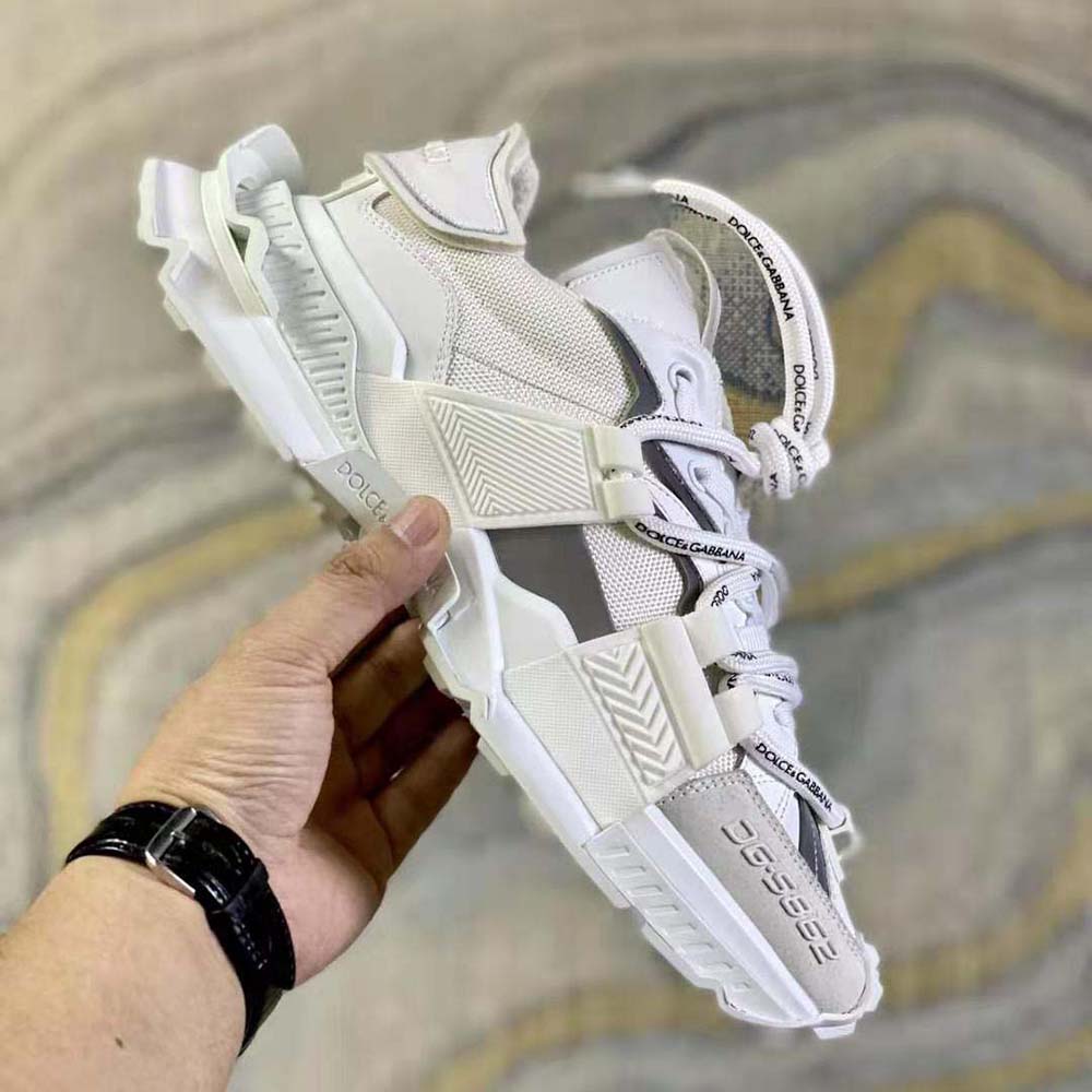 Dolce Gabbana D&G Unisex Mixed-Materials Space Sneakers-White - image 9