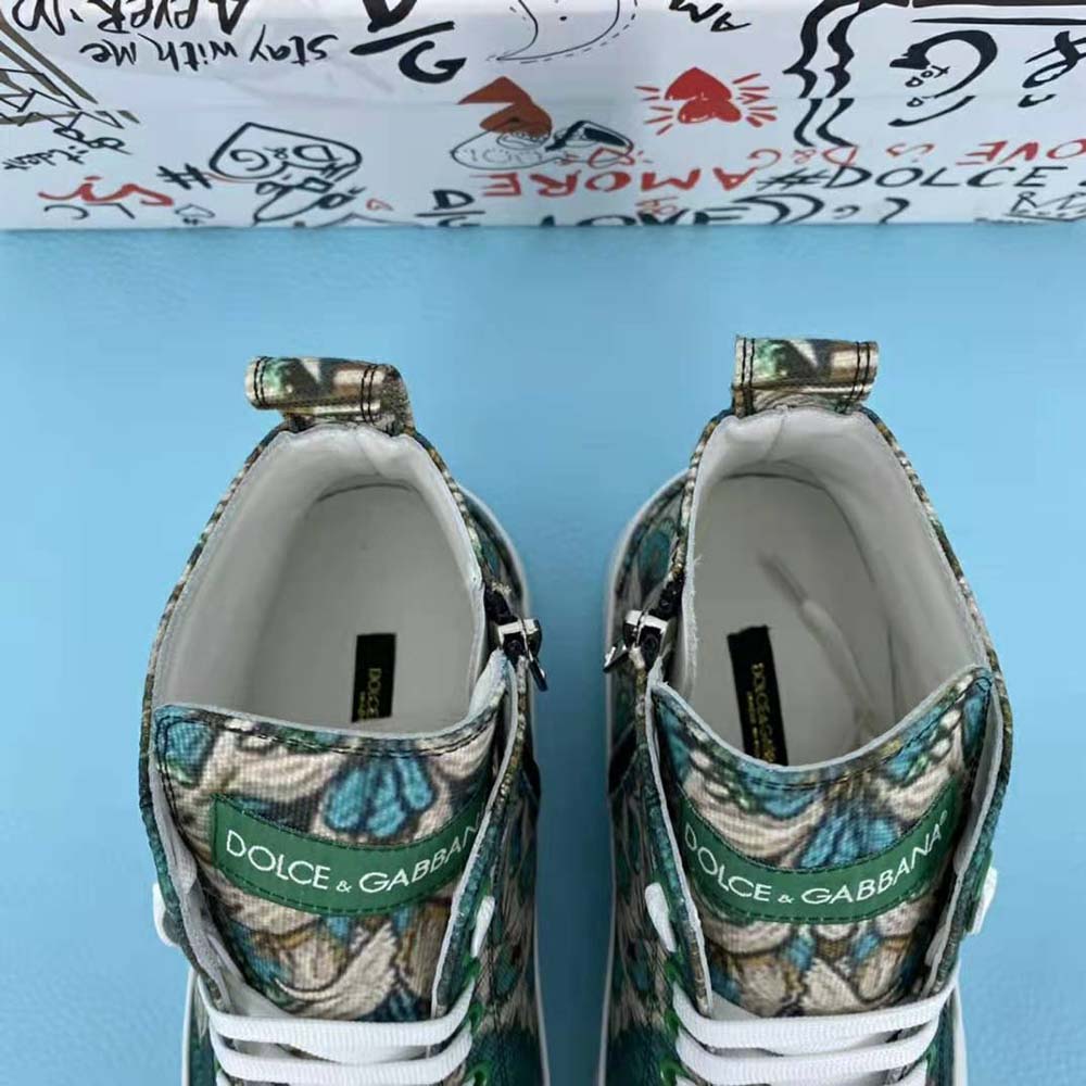Dolce Gabbana D&G Women Brocade Portofino Light High-Top Sneakers with Logo Plate - image 5