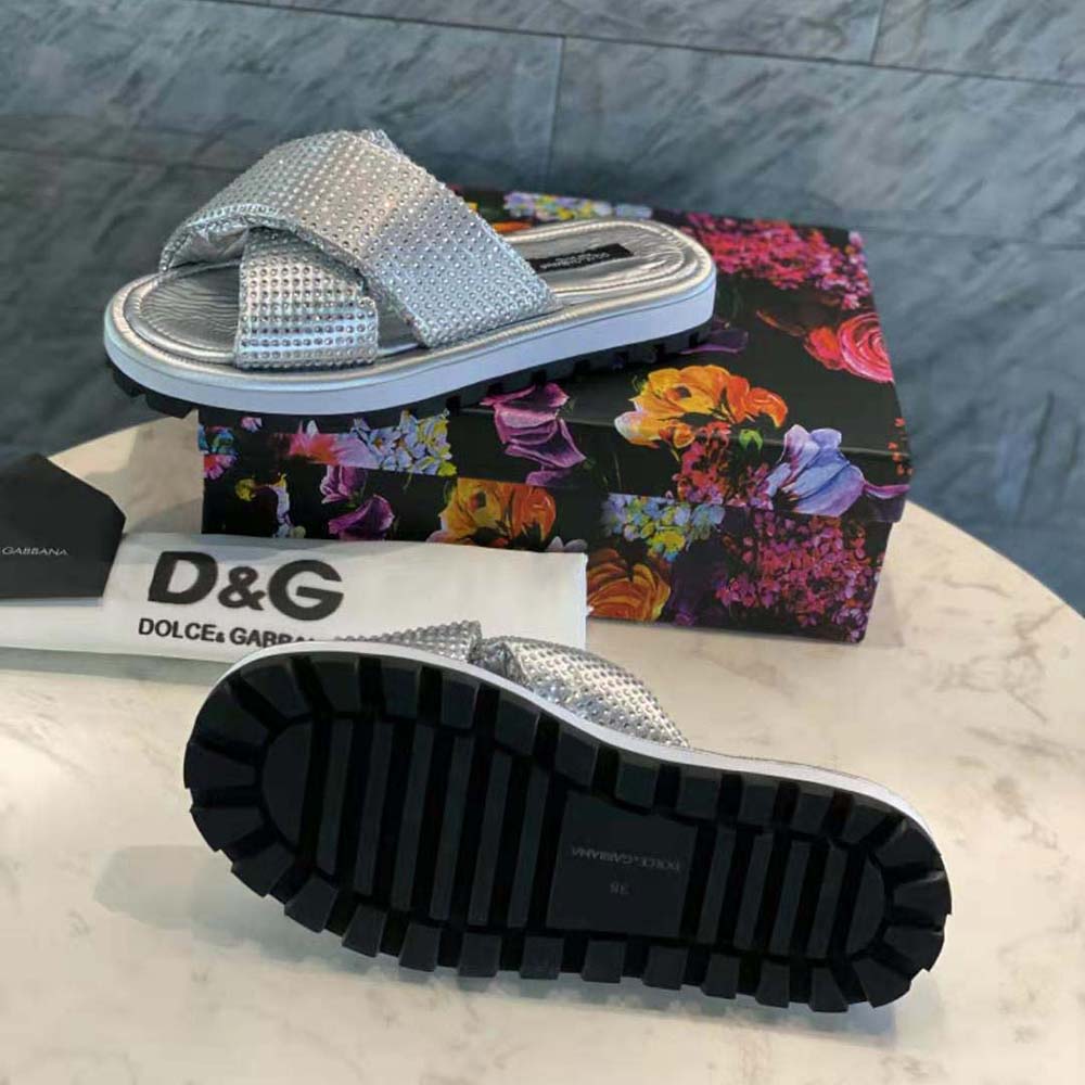 Dolce Gabbana D&G Women Padded Nylon Sliders with Fusible Rhinestones - image 6