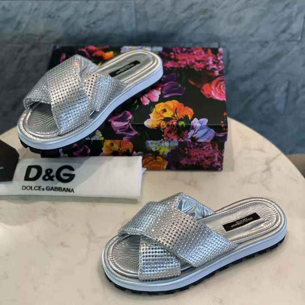 Dolce Gabbana D&G Women Padded Nylon Sliders with Fusible Rhinestones - image 4