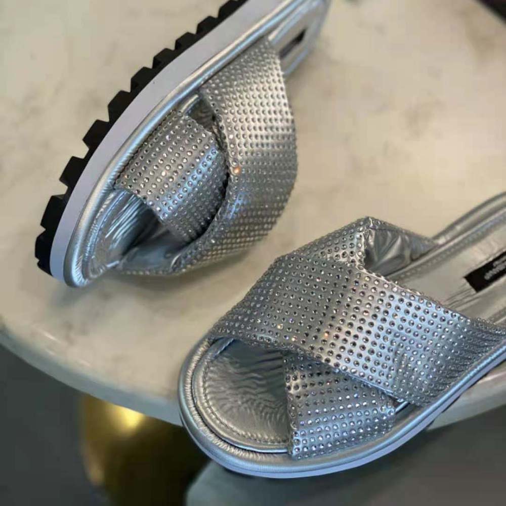 Dolce Gabbana D&G Women Padded Nylon Sliders with Fusible Rhinestones - image 8