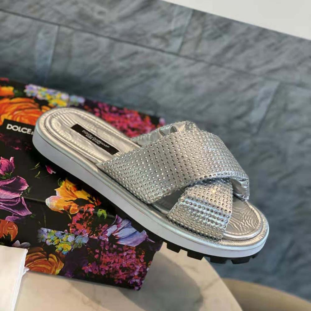 Dolce Gabbana D&G Women Padded Nylon Sliders with Fusible Rhinestones - image 7