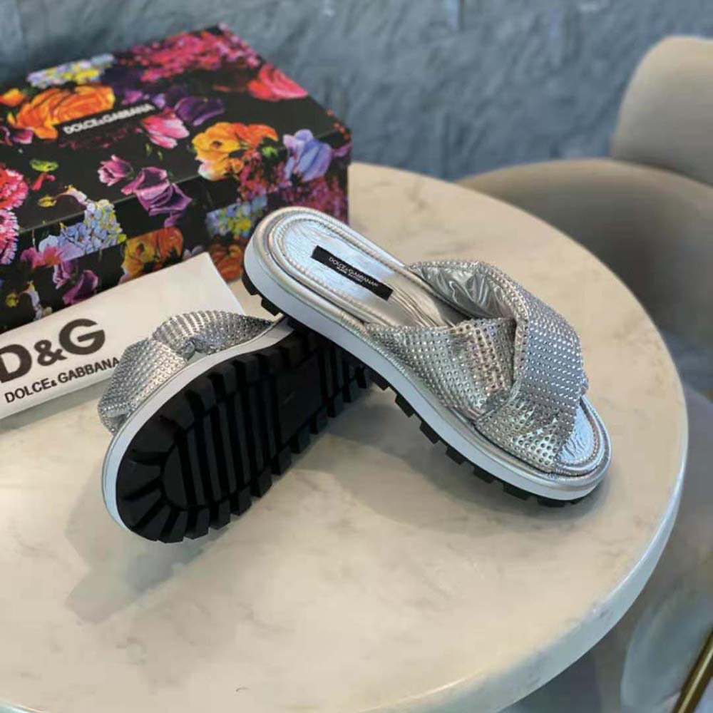 Dolce Gabbana D&G Women Padded Nylon Sliders with Fusible Rhinestones - image 5