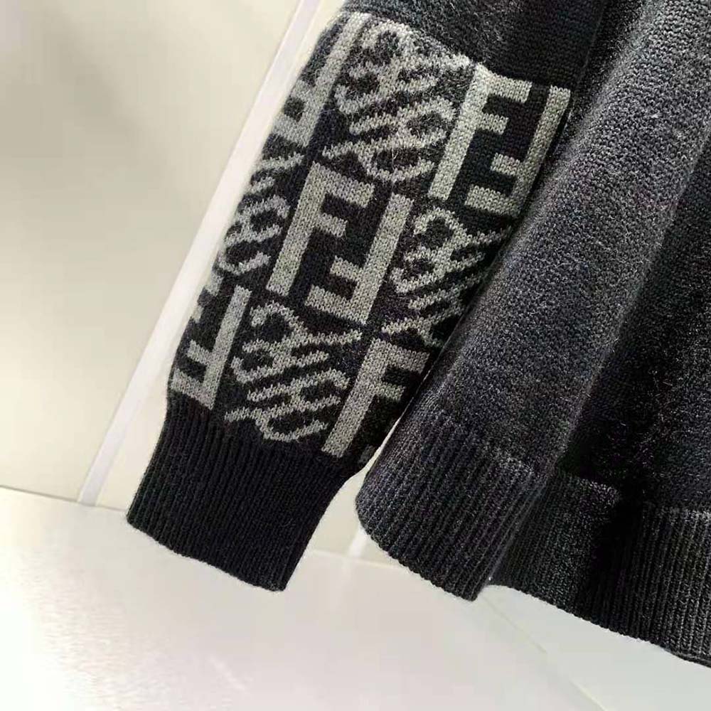 Fendi Men Black wool Sweater with High Collar and Long Sleeves - image 8