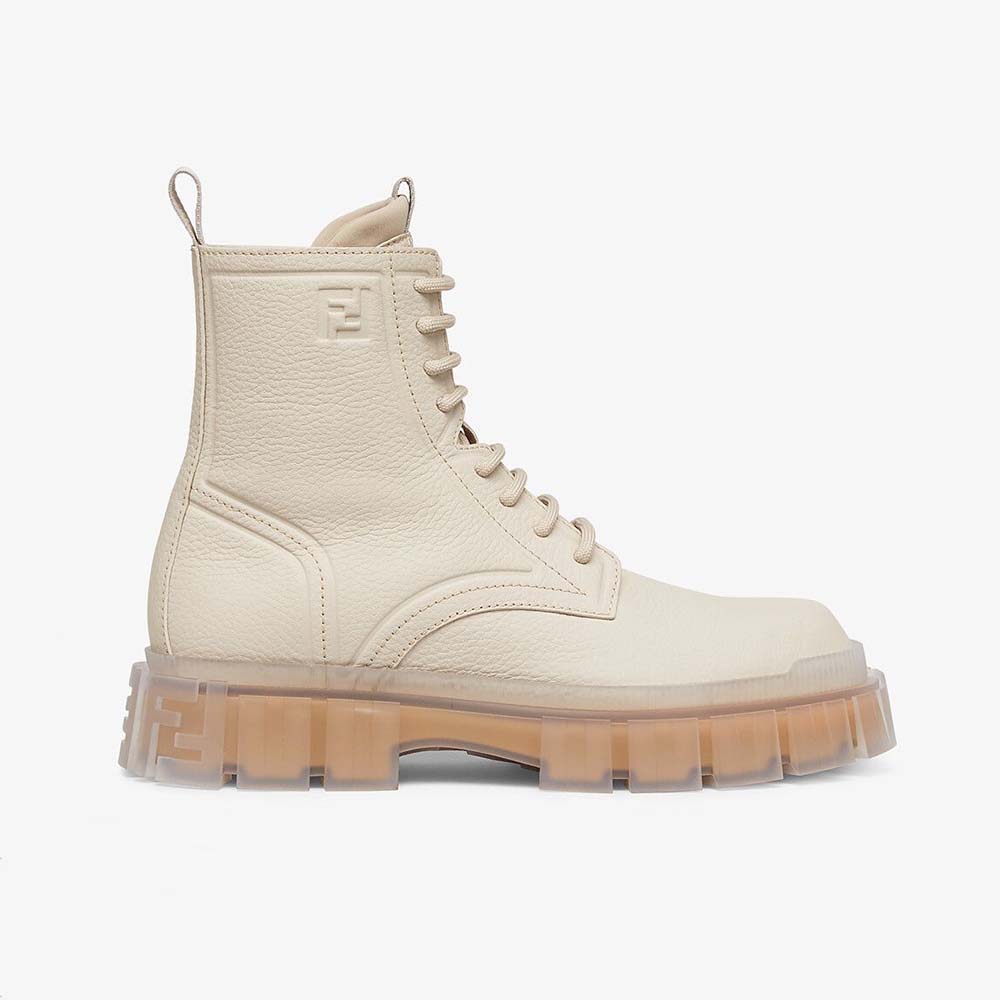 Fendi Women Force Beige Leather Ankle Boots - image 1
