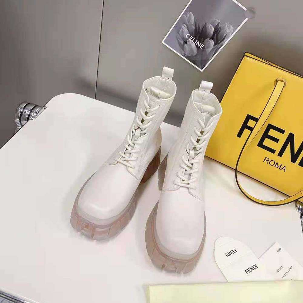 Fendi Women Force Beige Leather Ankle Boots - image 2