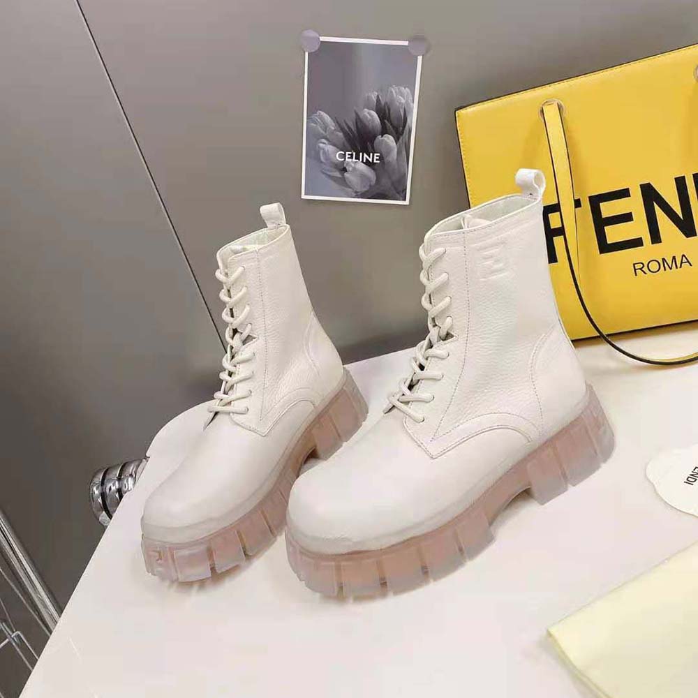 Fendi Women Force Beige Leather Ankle Boots - image 3