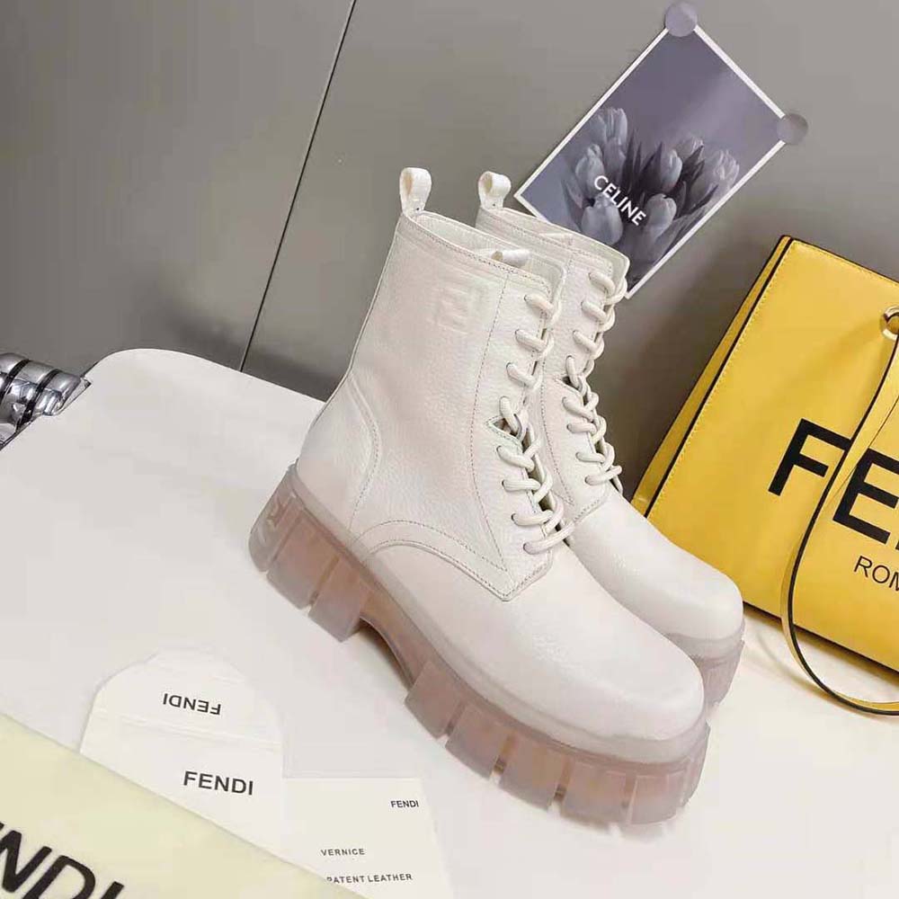 Fendi Women Force Beige Leather Ankle Boots - image 6