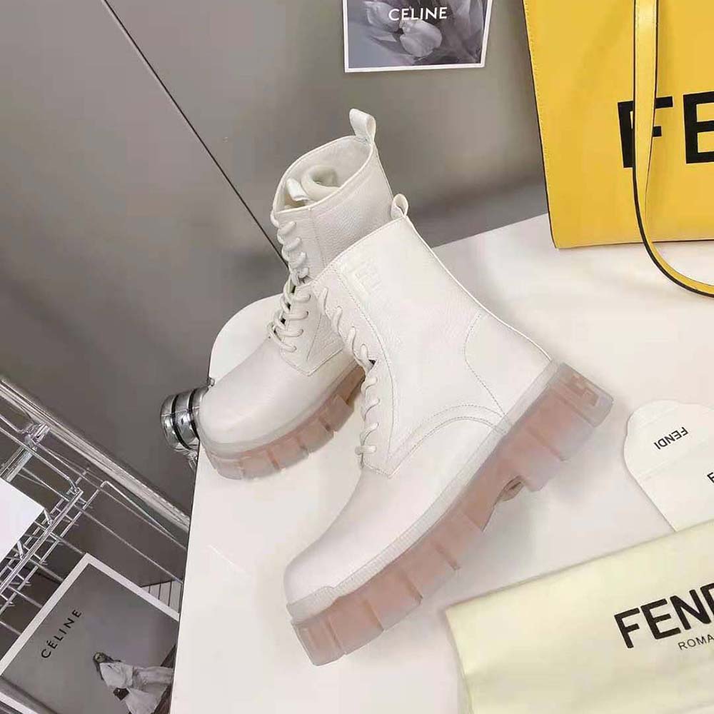 Fendi Women Force Beige Leather Ankle Boots - image 5