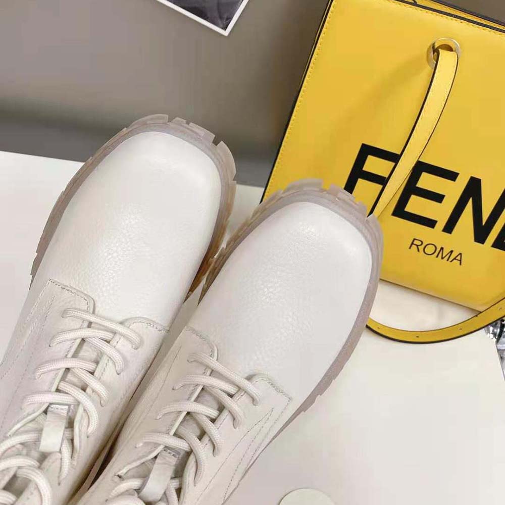Fendi Women Force Beige Leather Ankle Boots - image 8