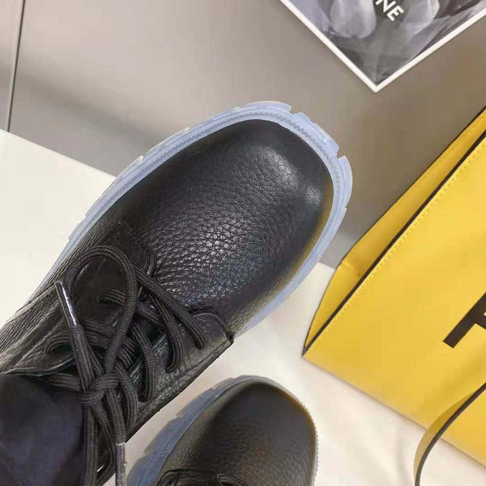 Fendi Women Force Black Leather Lace-Ups - image 7