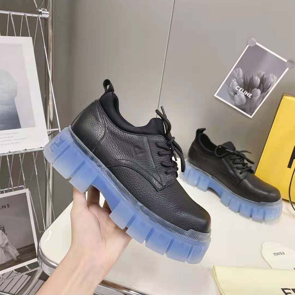 Fendi Women Force Black Leather Lace-Ups - image 4