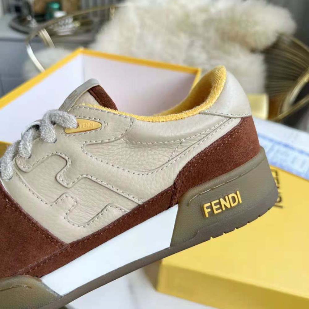 Fendi Unisex Match Beige Suede Low-Tops - image 8