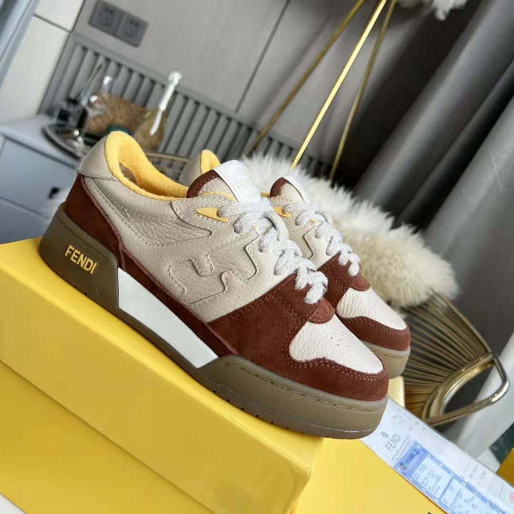 Fendi Unisex Match Beige Suede Low-Tops - image 3