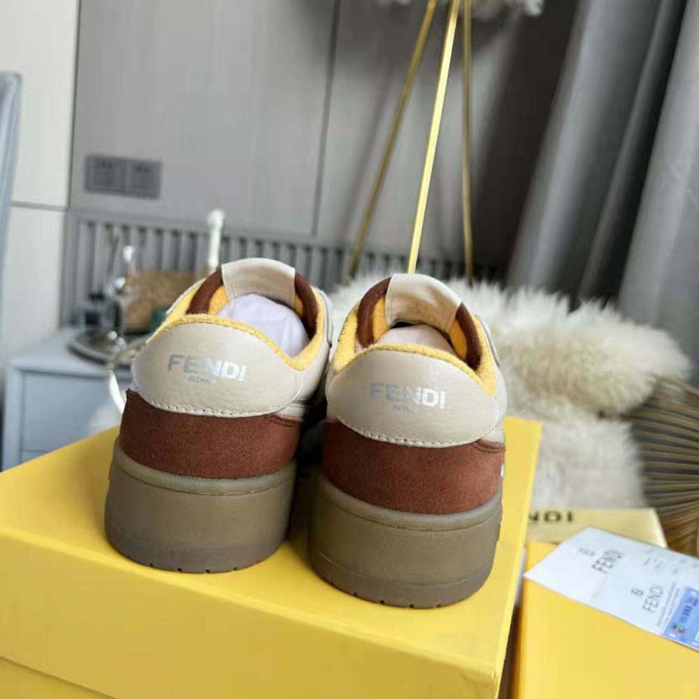 Fendi Unisex Match Beige Suede Low-Tops - image 5