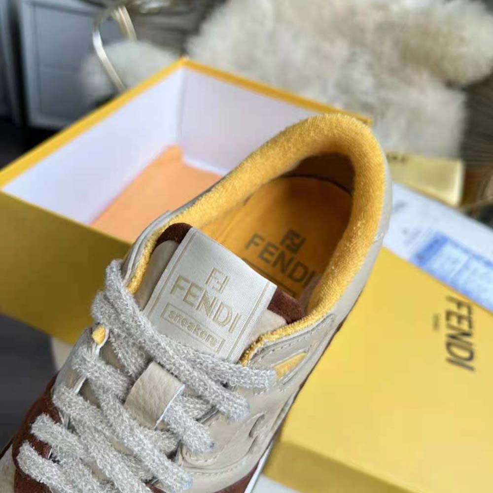 Fendi Unisex Match Beige Suede Low-Tops - image 6